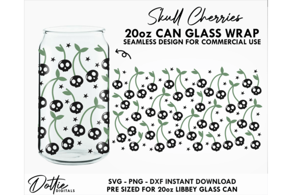 Cherry Skulls 20oz Glass Can Wrap SVG Review