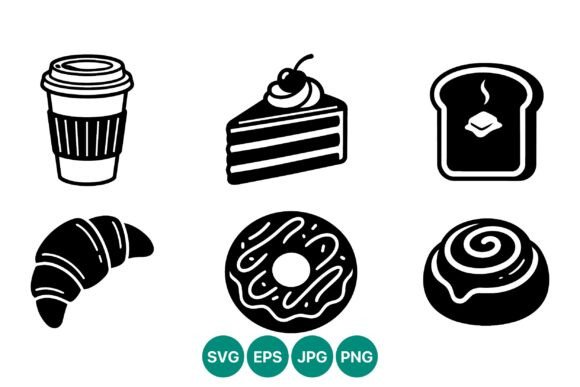 Coffee Cup Cake Toast Pastries Icons Review