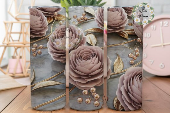 Elegant Gold Rose Marble 20oz Tumbler