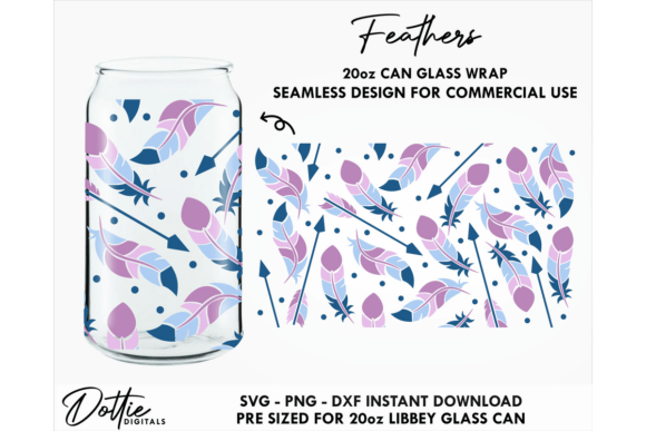 Feathers 20oz Glass Can Wrap SVG Review