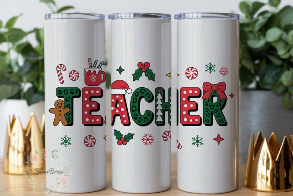 Festive Teacher Tumbler Wrap PNG Review