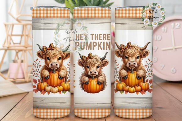 Fluffy Cow Pumpkin Fall Tumbler Wrap PNG Review