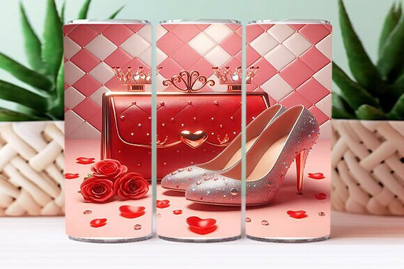 Glam Heels Tumbler Wrap, Red Purse with