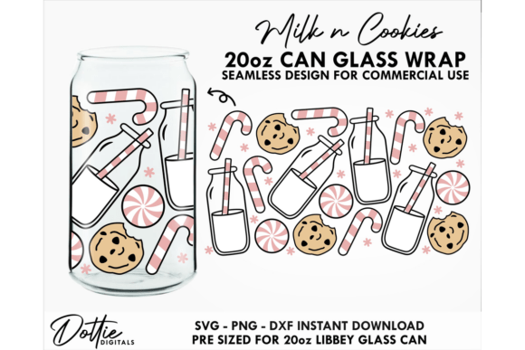 Milk Cookies Xmas20oz Glass Can Wrap SVG Review