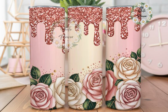 Rose Gold Glitter Drip 20oz Tumbler Wrap Review