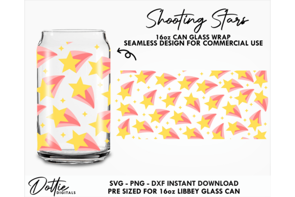 Shooting Stars 16oz Glass Can Wrap SVG Review