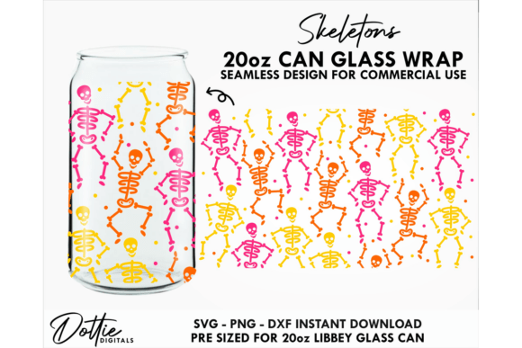 Skeletons 20oz Glass Can Wrap SVG Review